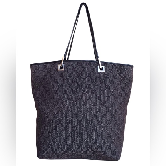 Gucci Monogram GG Canvas Bucket Tote Bag - Black - Picture 1 of 9